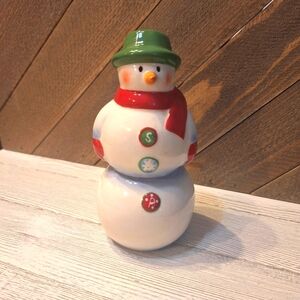 Salt Pepper Shaker Holiday Stackable Snowman Collectable Home Decor VIntage